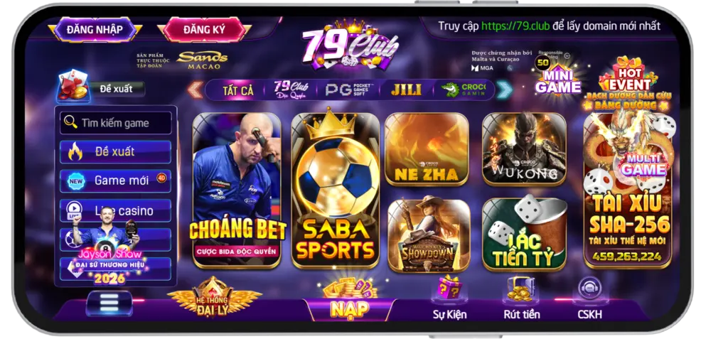 Giao diện trang chủ 79-club.org chuyên nghiệp và dễ sử dụng